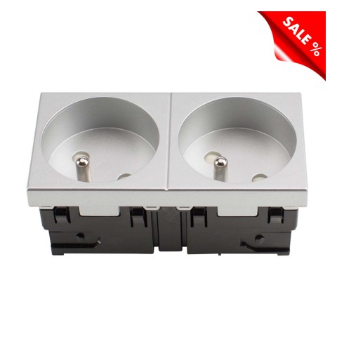 connection-modul version 1 Socket outlet CEE7 / 5 2-fold (French connector), scale: 45x90 mm, plastic, colour: grey 