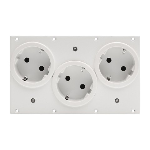 Connector Module 3 x snap-in Schuko socket black, 2 HE, 4 BE for SYS-series, colour: grey 
