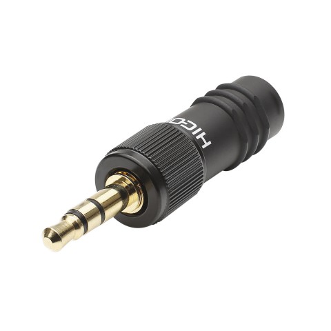 HICON Mini-jack (3,5mm), 3-pole , metal-, Soldering-male connector, gold plated contact(s), straight, black 