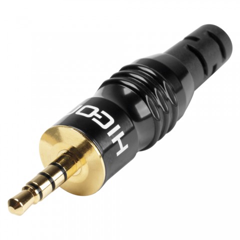HICON Mini-jack (3,5mm), 4-pole , metal-, Soldering-male connector, gold plated contact(s), straight, black 