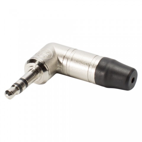 NEUTRIK® jack (3,5mm), 3-pole , metal-, Soldering-male connector, nickel plated contact(s), angled, nickel coloured 