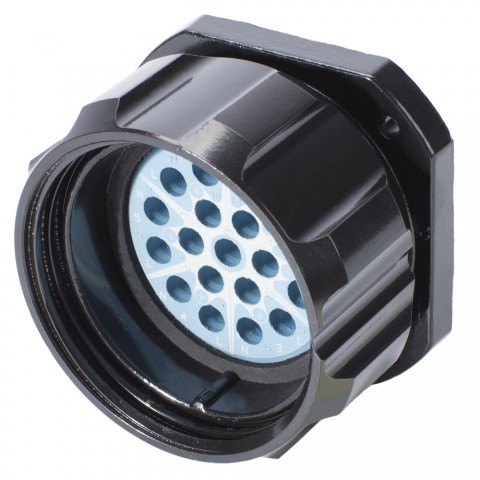 HICON  Round LK 19-pole without pins, compatible with Socapex 419, 19-pol , metal-, Panel connector, screwtop, black 