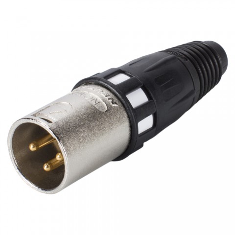 NEUTRIK® XLR, 3-pole , metal-, Soldering-male connector, gold plated contact(s), straight, nickel coloured 