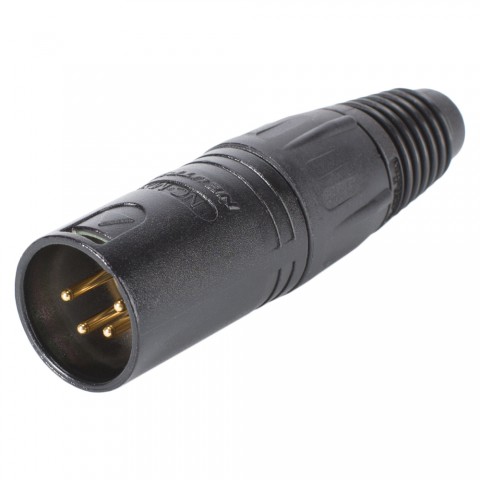 NEUTRIK® XLR, 4-pole , metal-, Soldering-male connector, gold plated contact(s), straight, black 