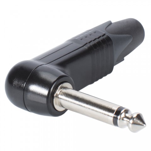 NEUTRIK® jack (6,3mm)  2-pole metal-Soldering-male connector, nickel plated pin, angled, black 