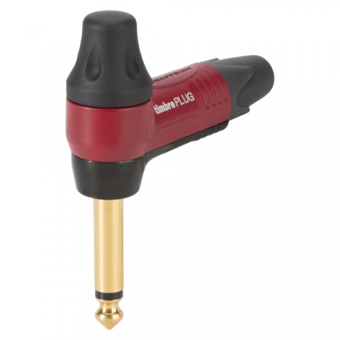 NEUTRIK® jack (6,3mm)  2-pole metal-Soldering-male connector, gold plated pin, angled, red 