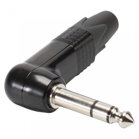 NEUTRIK® jack (6,3mm)  3-pole metal-Soldering-male connector, nickel plated pin, angled, black 