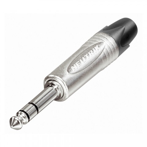 NEUTRIK® jack (6,3mm), 3-pole , metal-, Soldering-male connector, nickel plated contact(s), straight, nickel coloured 