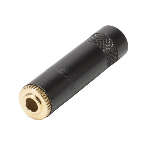 REAN jack (3,5mm), 3-pole , metal-, Soldering-female connector, gold plated contact(s), straight, black 