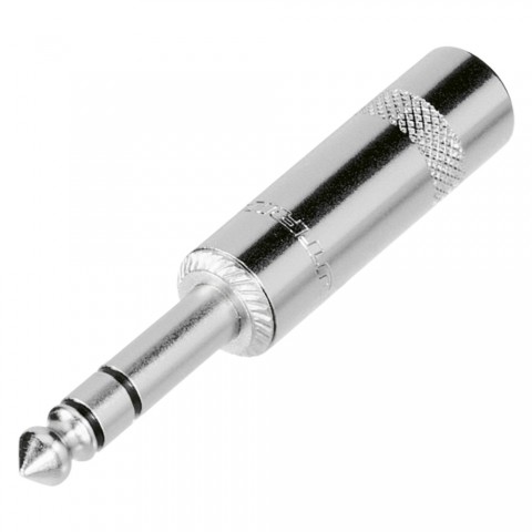 REAN jack (6,3mm), 3-pole , metal-, Soldering-male connector, nickel plated contact(s), straight, nickel 