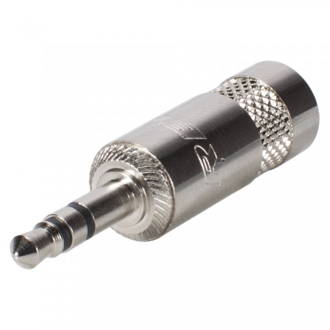 REAN jack (3,5mm), 3-pole , metal-, Soldering-male connector, nickel plated contact(s), straight, nickel coloured 