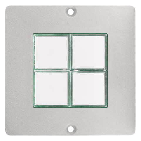 4-way button module, DIP jumper 4-way button module, with LED lighting; depth: 30 mm, scale: 50x50 mm, stainless steel, colour: stainless steel 
