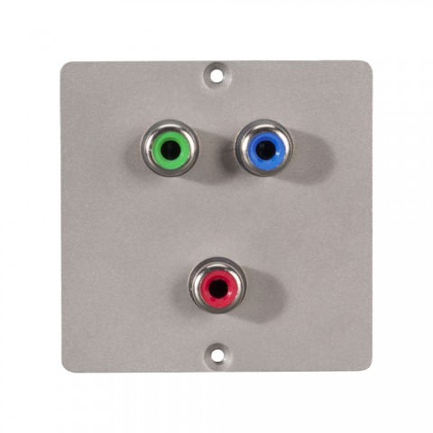 Anschluss-Modul 3 x RCA YUV rot / grün / blau fem. —> Schraubklemme, Baugröße: 50x50 mm, Edelstahl, Farbe: Edelstahl | W50M-CP-C3Y-S 