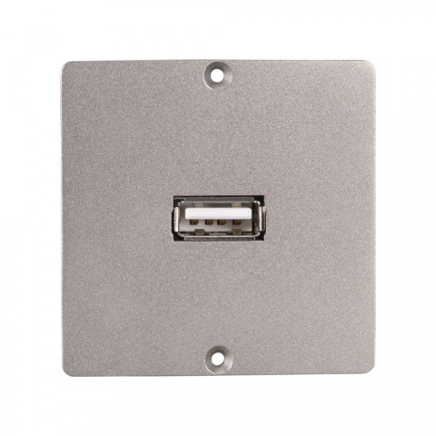 Anschluss-Modul USB-A fem. —> Schraubklemme, Baugröße: 50x50 mm, Edelstahl, Farbe: Edelstahl | W50M-CP-USB-S 