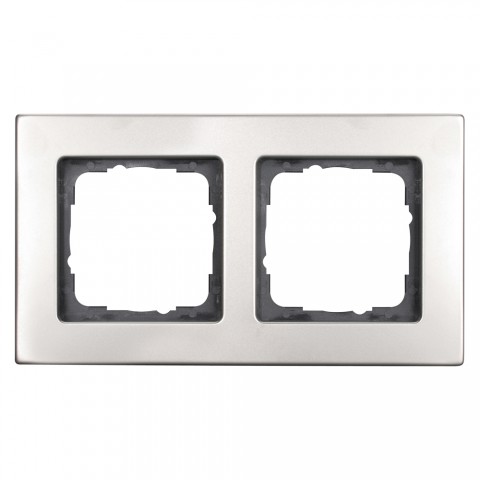 Switch frames, 2-way , scale: 50x50 mm, stainless steel, colour: grey 