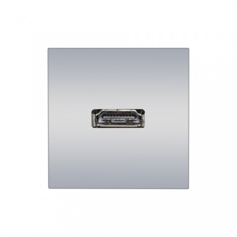 Anschluss-Modul HDMI fem. —> Schraubklemme, Baugröße: 45x45 mm, Kunststoff, Farbe: alusilber | W45KSCP-HD-S 
