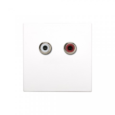 Anschluss-Modul 2 x RCA Audio rot / weiß fem. —> Schraubklemme, Baugröße: 45x45 mm, Kunststoff, Farbe: reinweiß | W45KWCP-C2A-S 