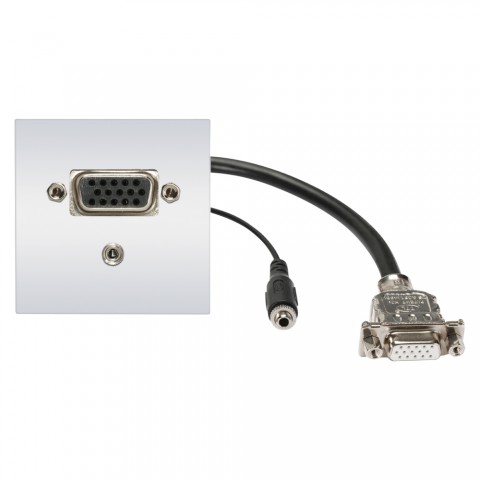 connection-modul VGA fem. —> 0.2 m breakout cable VGA fem. + 3.5 mm stereo mini jack fem. —> 0.15 m breakout cable 3.5 mm stereo mini jack fem., scale: 45x45 mm, plastic, colour: pure white 