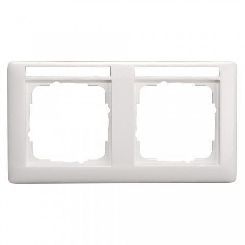Switch frames, custom labelled, 2-way , scale: 55x55 mm, plastic, colour: pure white 