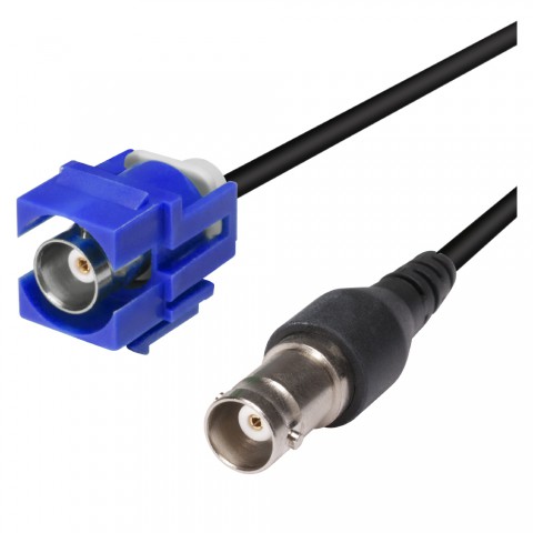 plastic-mountingfemale connector, BNC, 2-pole, nickel plated contact(s), Keystone Clip-In, blue 