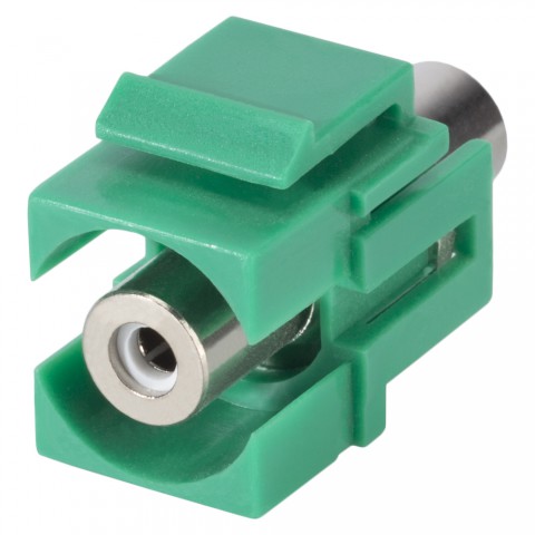 Cinch (RCA)  2-pol Kunststoff-Patch-, Pin vernickelt, Keystone Clip-In, grün 