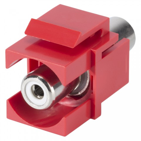 Cinch (RCA), 2-pol , Kunststoff-, Patch-Einbau, vernickelte(r) Kontakt(e), Keystone Clip-In, rot 