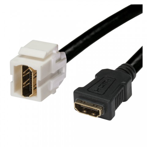 HDMI, 19-pol , plastic-, Patch cable-, gold plated contact(s), Keystone Clip-In, white 