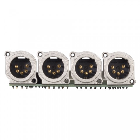 Connector Module 4 x XLR B-Series, 5-pol , 1 HE, 3 BE, metal-, LSA-clip 12x-, silver plated contact(s), nickel coloured, for SYS-series 