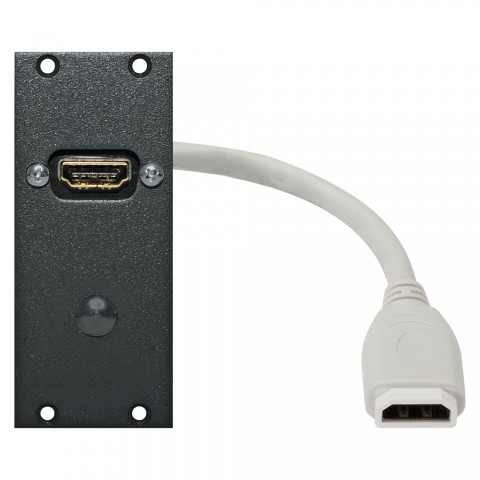 Connector Module HDMI female -> 0,15m cable HDMI female, 2 HE, 1 BE for SYS-series, colour: anthracite, RAL 7016 