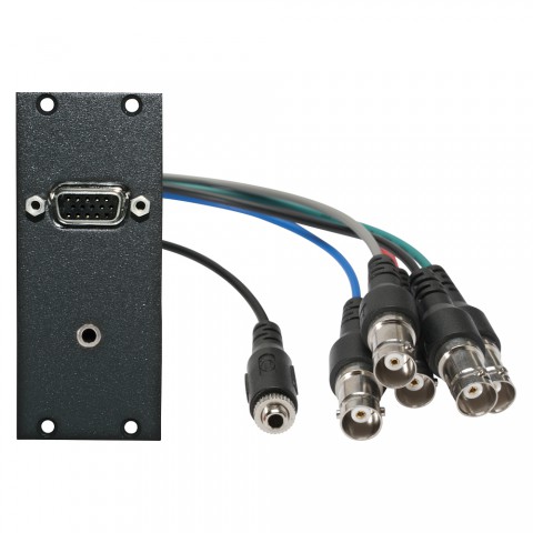 Connector Module VGA + 3,5 mm stereo jack fem. -> 0,2m cabel 5xBNC + 3,5 mm stereo jack fem., 2 HE, 1 BE for SYS-series, colour: anthracite, RAL 7016 