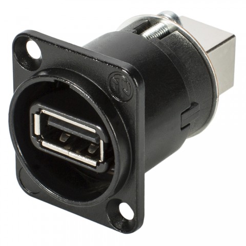 NEUTRIK® USB, 4-pole , metal-, Patch-female connector, gold plated contact(s), Type D, black 