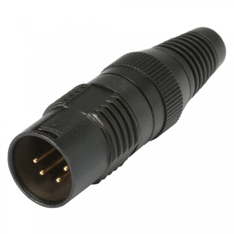 HICON XLR, 4-pole , metal-, Soldering-male connector, gold plated contact(s), straight, black 