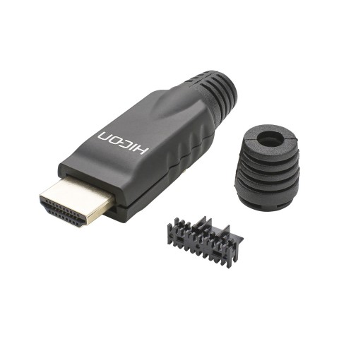 HICON HDMI, 19-pol , Metall-, Löttechnik-Kabelstecker, vergoldete(r) Kontakt(e), gerade, Schwarz 
