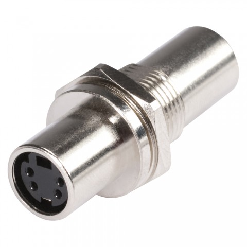 HICON S-VHS, 4-pole , metal-, Patch-female connector, nickel plated contact(s), screw thread, silver-grey 