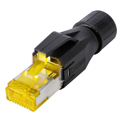 RJ45 CAT.6a, 8-pole , plastic-, IDC-male connector, gold plated contact(s), straight, black 