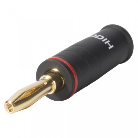 HICON Banana, 1-pol , metal-, screw-type-male connector, gold plated contact(s), straight, black 