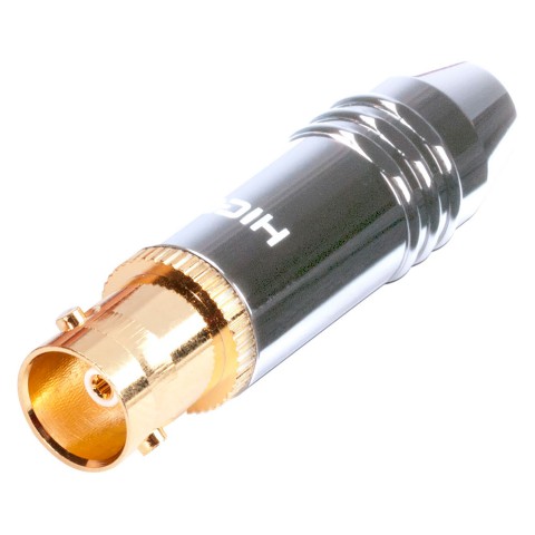 HICON BNC, 2-pole , metal-, Soldering-female connector, gold plated contact(s), straight, gold 