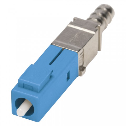 HICON Fiber-LC, plastic-, crimp-male connector, straight, blue 