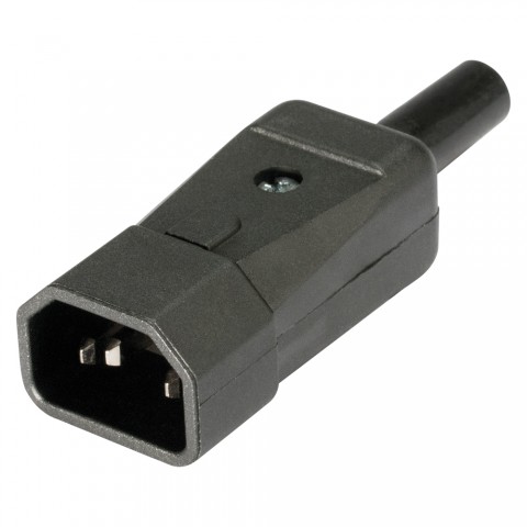 IEC, 3-pole , plastic-, screw-type-female connector, nickel plated contact(s), straight, max. 1,5 mm², black 