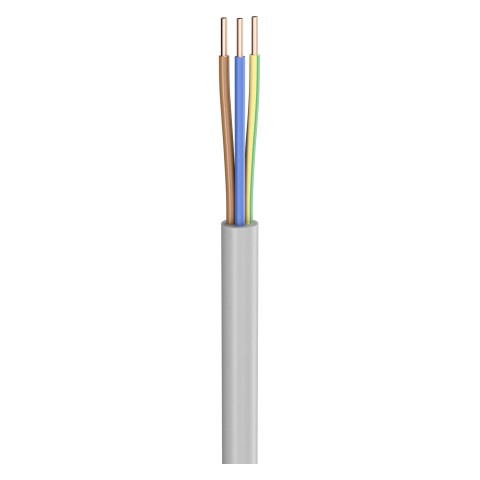 Power Lead NYM-J; 3 x 4,00 mm²; PVC, flame-retardant, Ø 11,10 mm; grey; Eca 