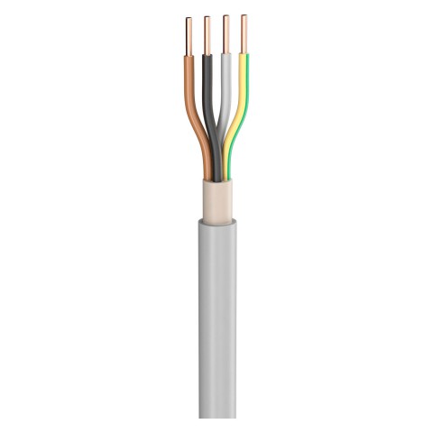 Power Lead NYM-J; 4 x 4,00 mm²; PVC, flame-retardant, Ø 12,50 mm; grey; Eca 