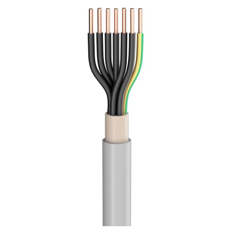 Power Lead NYM-J; 7 x 1,50 mm²; PVC, flame-retardant, Ø 10,70 mm; grey 