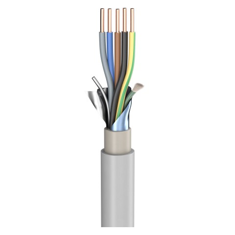 Power Lead (N)YM-(ST)-J; 5 x 2,50 mm²; PVC, flame-retardant, Ø 12,60 mm; grey 