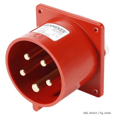 Mennekes CEE, 5-pol , plastic-, screw-type-male connector, nickel plated contact(s), straight, max. 16 mm², red 