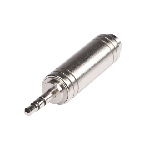 HICON  Adapter | Mini-jack male 3,5 mm stereo/jack female 6,3 mm straight, chrome coloured 