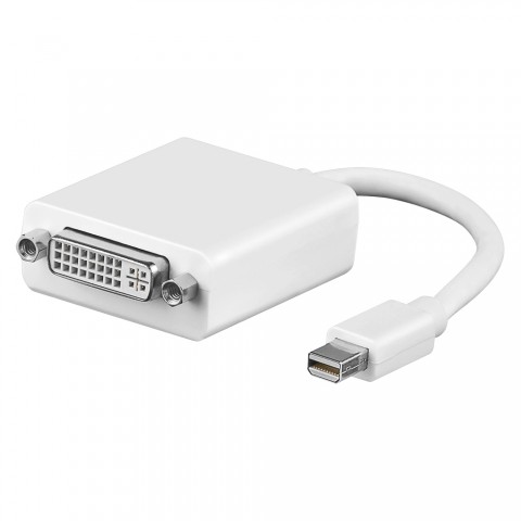Adapter cable | DisplayPort mini male/DVI-D 24 + 5 Single link female straight, white 