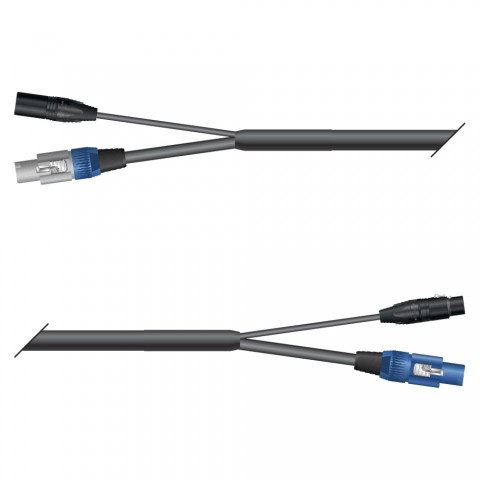 AES / EBU, DMX & Power Looms 1x XLR 3-pol male NEUTRIK | Powercon grau | 1x XLR 3-pol female NEUTRIK | Powercon blau | Monolith 1,5mm² | 10,00m