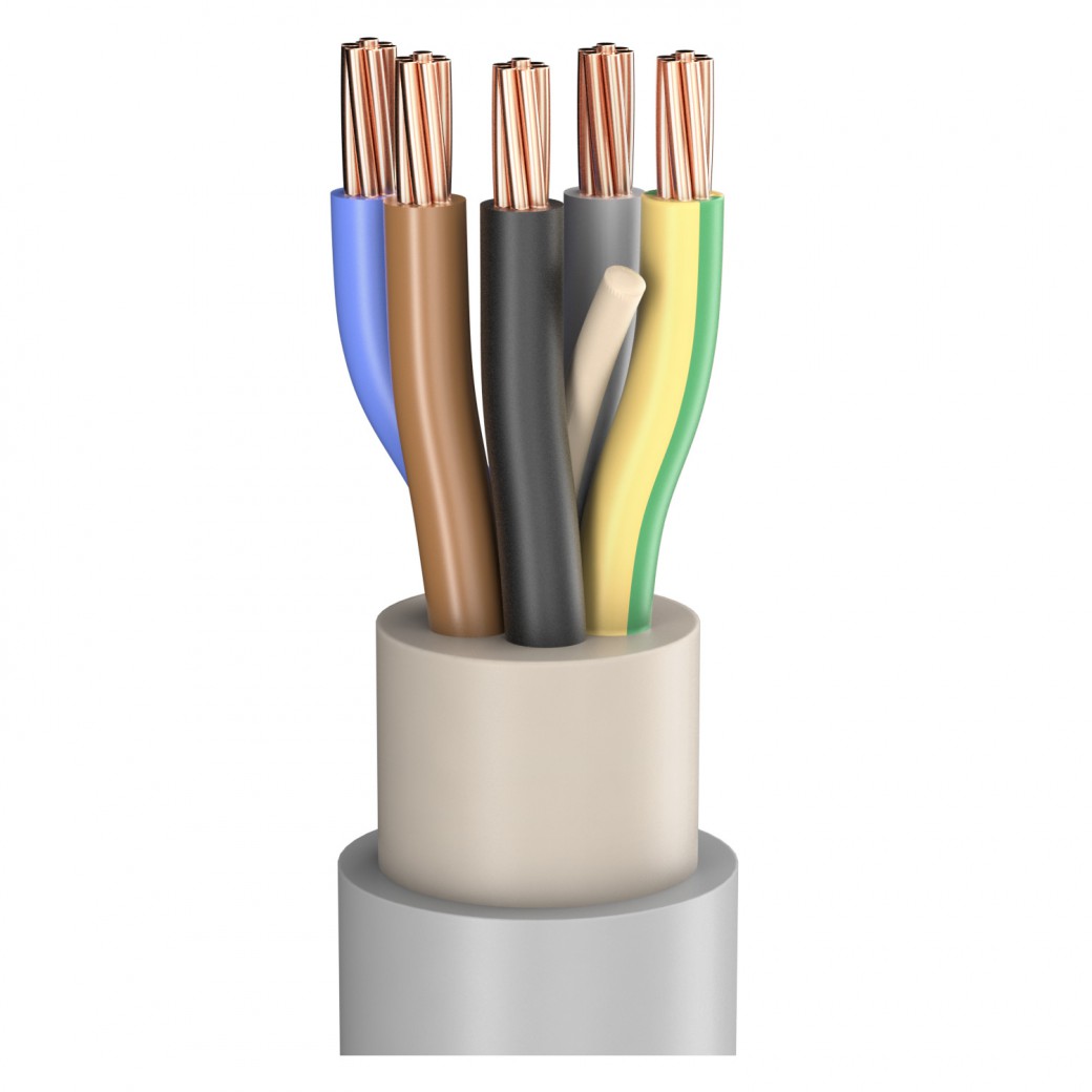 25 m 3 adriges Cable de instalación  Cable con cable de 3 x 1,5 mm² cable de corriente para colocación y la instalación en hormigón eléctrico línea en gris NYM-J  